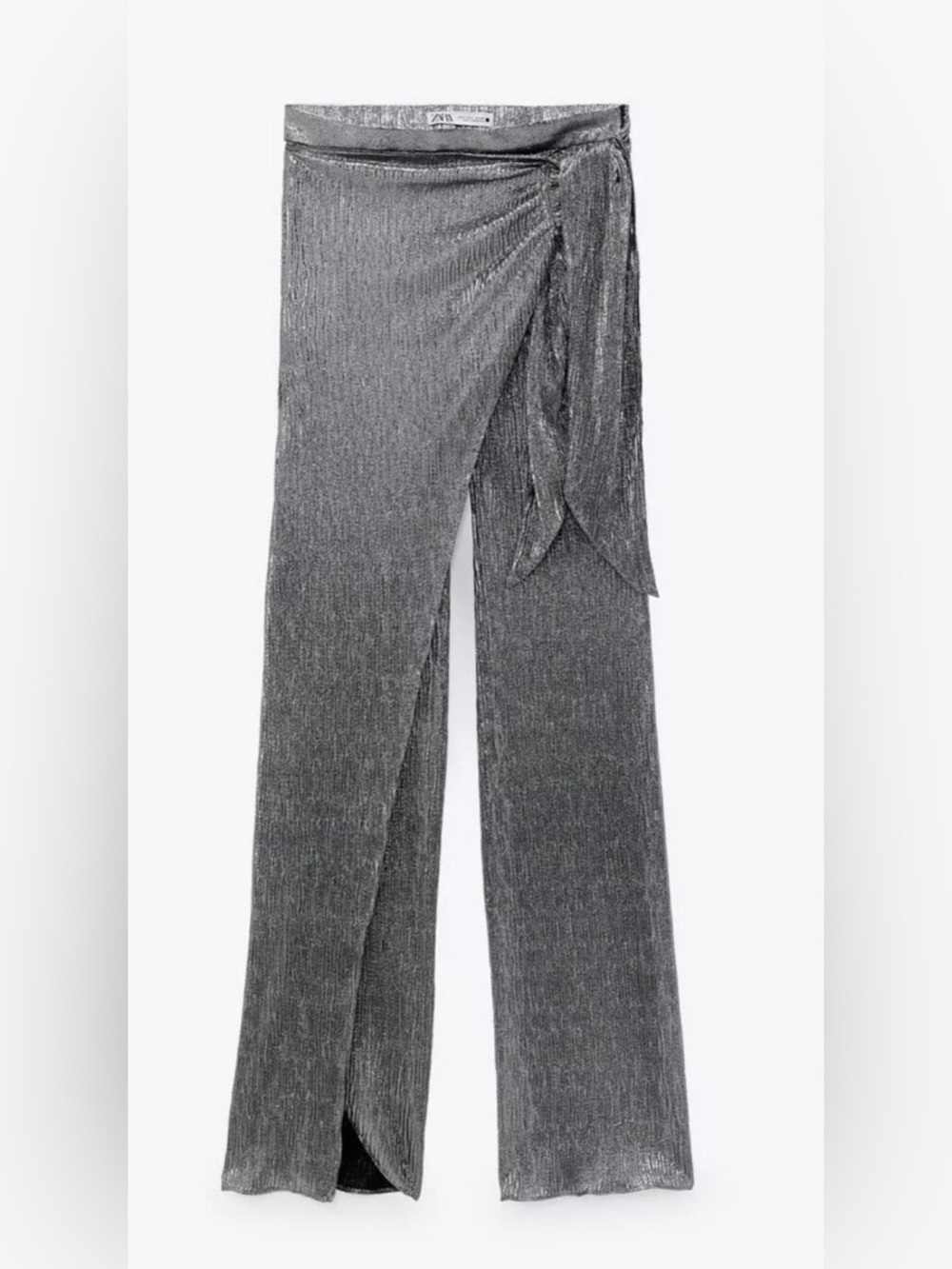 ZARA Metallic Sparkly  Wrap-Front Wide-Leg Pants